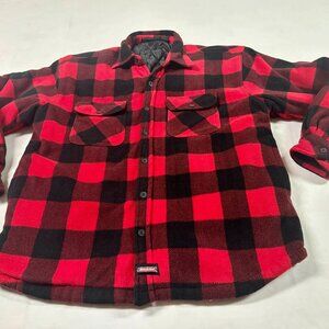 ~~Dickies Flannel HEAVY Shirt Jacket Men's XL Quilt Lined Red Plaid Button     *